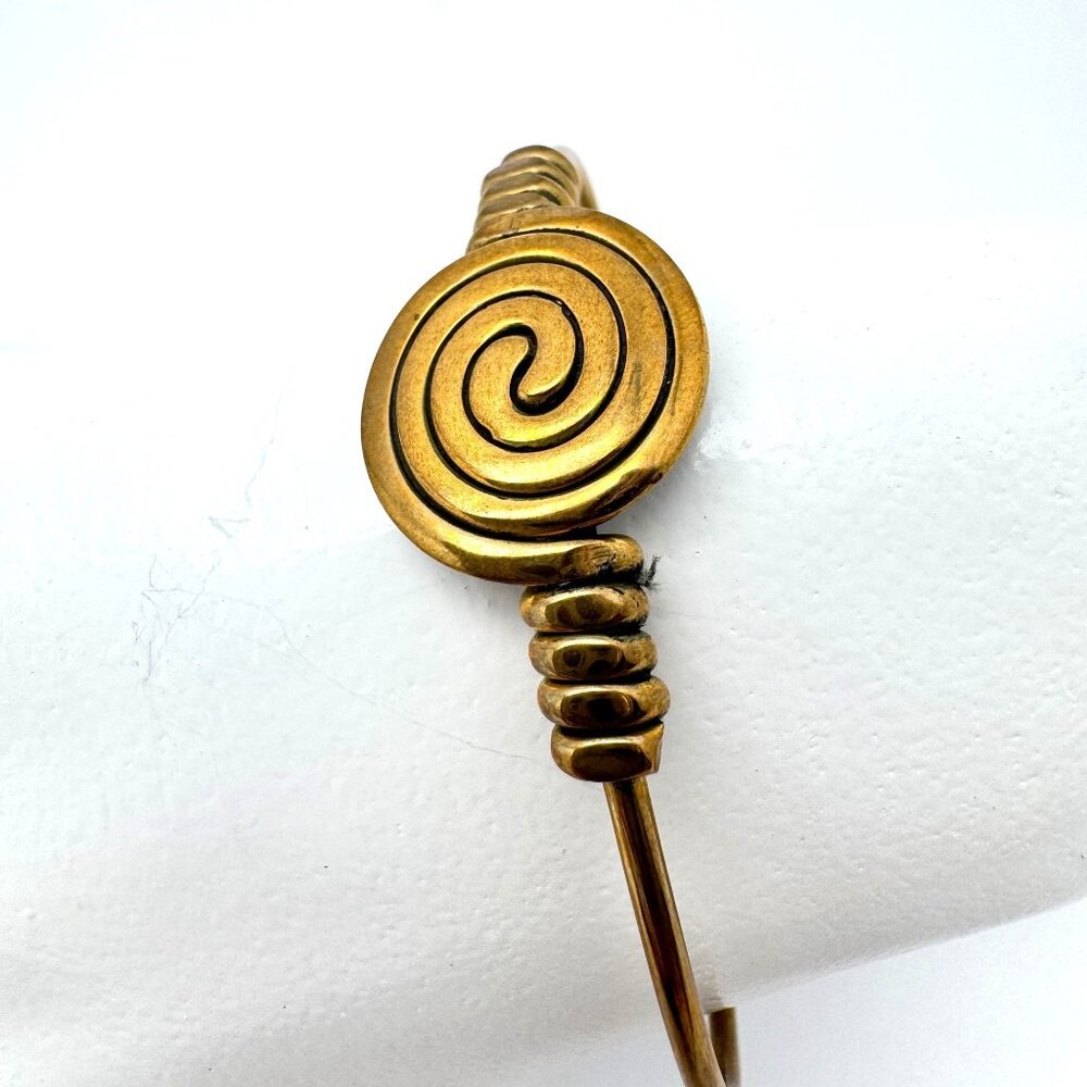 Brass Spiral Geometric Bracelet Boho Design Ethnic Handcrafted Statement